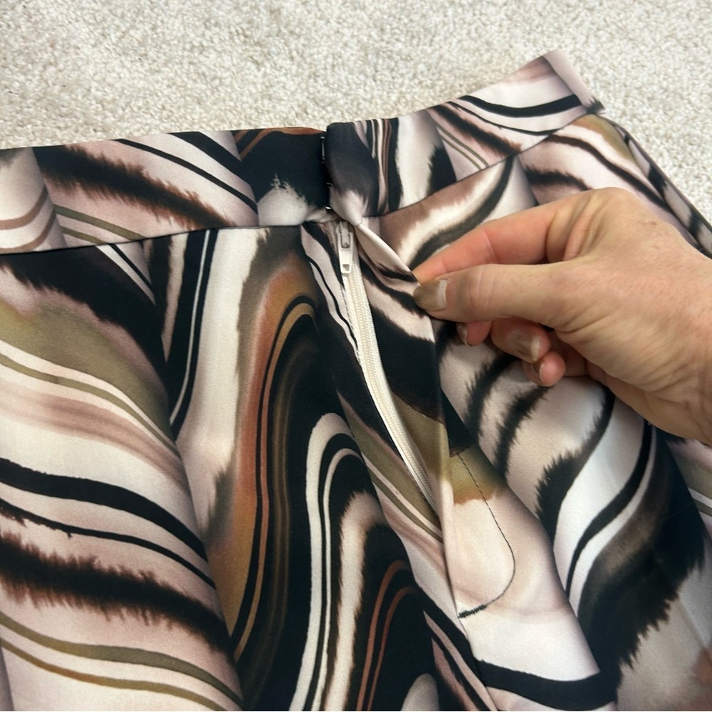 Zara black brown cream printed flared trouser pants Sz XS NWT - Picture 9 of 17
